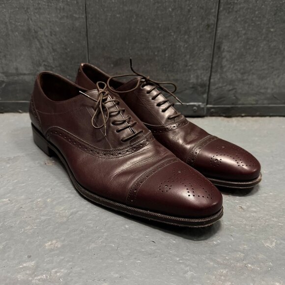 Salvatore Ferragamo Dark Brown Leather Oxford Shoes 10D